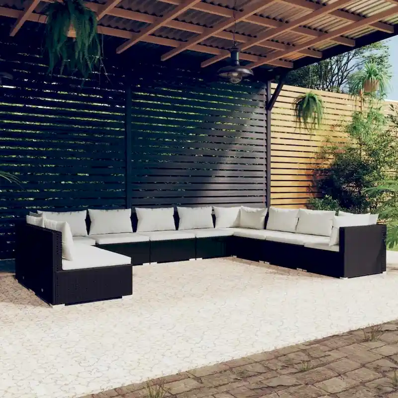 vidaXL Patio Lounge Set Outdoor Sectional Sofa Set Table Garden Poly Rattan - 27.6 x 27.6 x 23.8