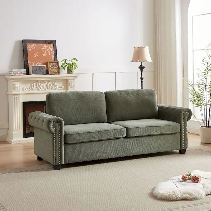 83.8  Convertible 2-in-1 Pullout Polyester Sleeper Sofa Bed