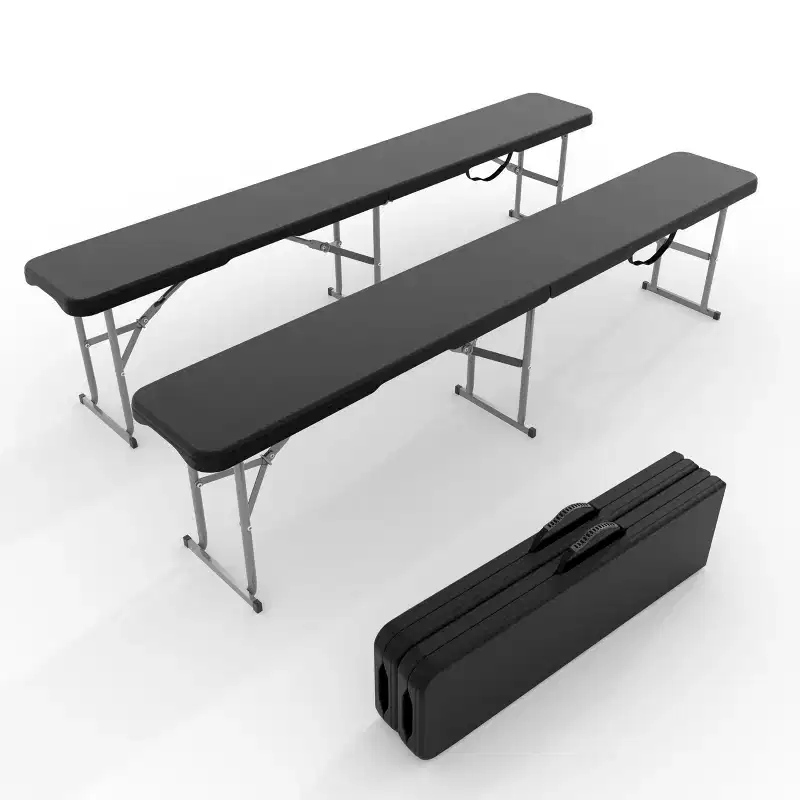 6 FT HDPE Folding Bench 2 Pack, Portable Camping Dining Seat, Metal Frame, Multipurpose for Indoor/Outdoor Party Patio