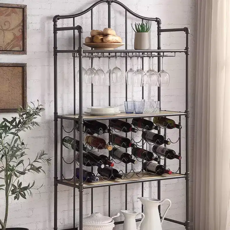Edina 39" Wine Racks Oak and Sandy Black - Acme Furniture