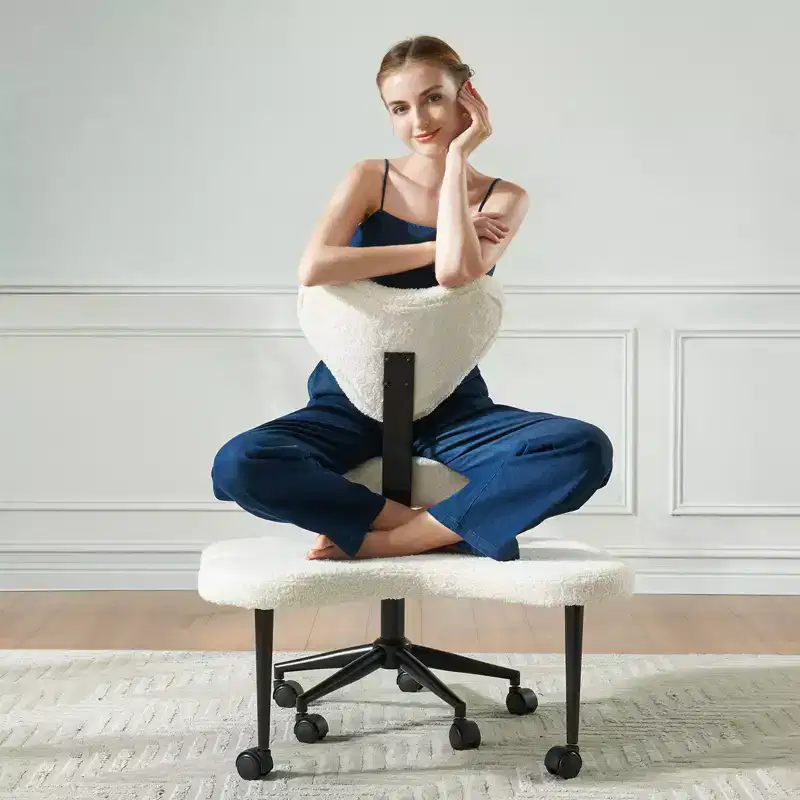Pinmoco Ergonomic Criss Cross Office Chair, Height Adjustable Meditation Chair, 360 Swivel, Lumbar Support, Task and Office Chair, ADHD Chair