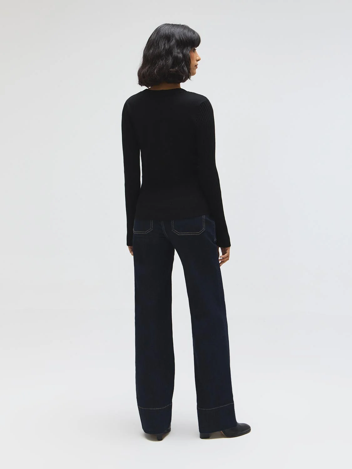 Button-Detail Wrap Front Sweater