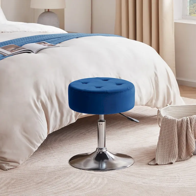 Adjustable Height Round Ottoman Swivel Vanity Stool