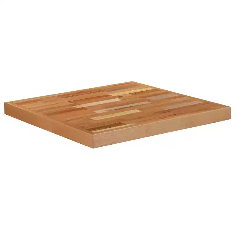 Square Butcher Block Style Solid Wood Table Top, UV-Treated, Restaurant Grade