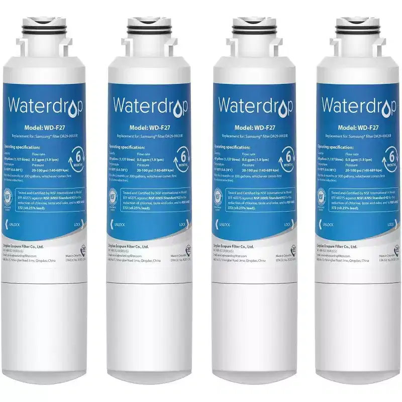 Waterdrop DA29-00020B Replacement for Samsung Water Filter HAF-CIN/EXP, DA29-00020B, HAF-CIN, DA29-00020B-1,NSF 42 and 372 certified, 4 Filters