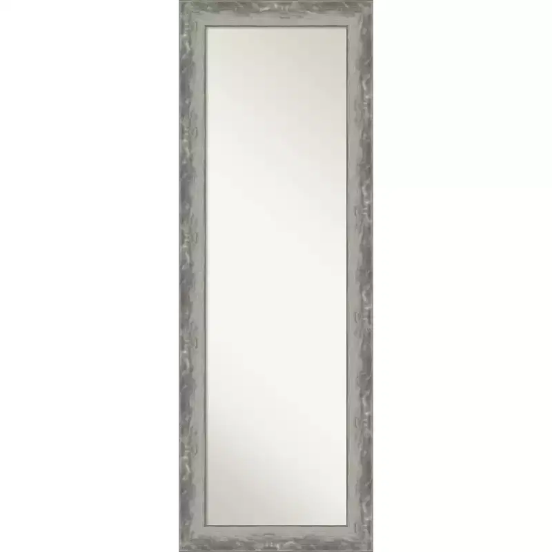 19 x 53 Non-Beveled Waveline Silver Narrow Full Length on The Door Mirror - Amanti Art