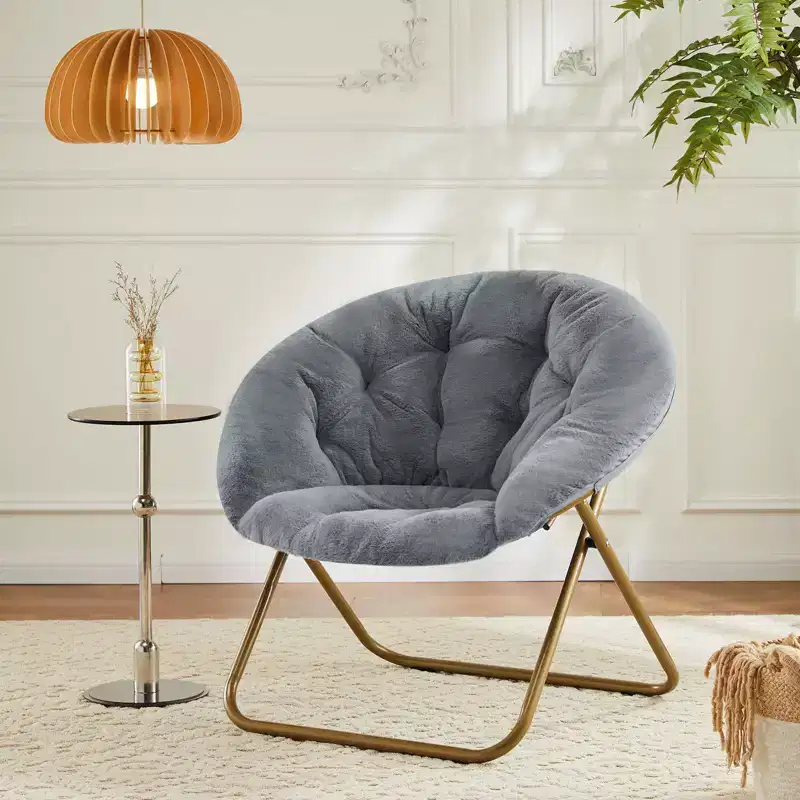 TUYOHW Modern Accent Living Room Chair,Faux Fur Upholstered Armchair with Sturdy Frame,Foldable Accent Chairs for Living Room,Bedroom,Office