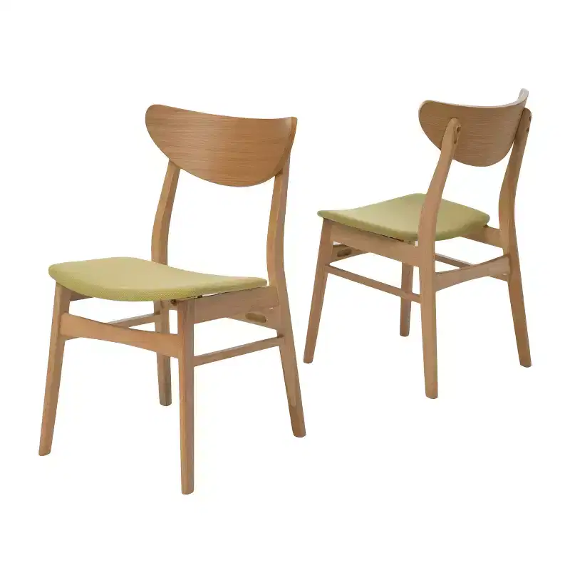 Set of 2 Anise Dining Chair Natural Oak/Green Tea - Christopher Knight Home: Upholstered, Rubberwood Frame, Polyester