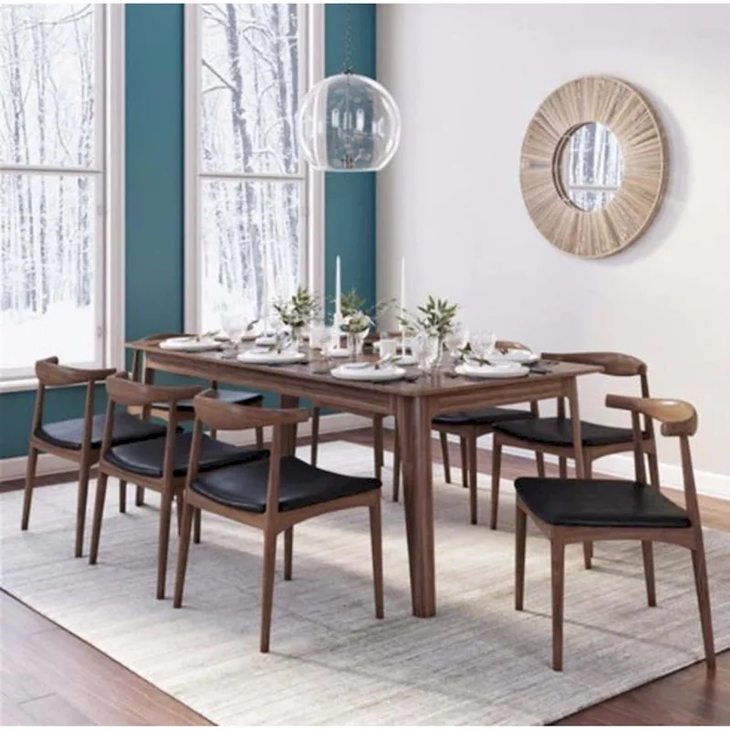 Armless Dining Chair with Wood Frame and Padded Seat
