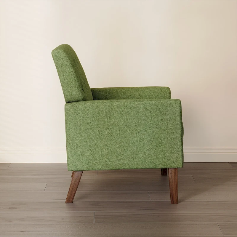 LUE BONA Mid-Century Modern Upholstered Linen Fabric Button Tufted Accent Chair Set of 2 - 28.5 W X 27.25 D X 33.75 H