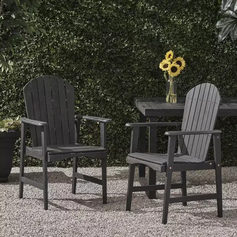 Okak Oversized Patio Folding Adirondack Chair,Set of 2,Premium Acacia Accent Chair Dining Chair for Garden&Backyard,Outdoor Lounge Chair