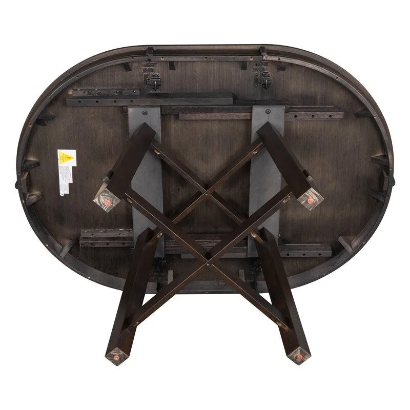Round Extendable Dining Table with X-Base and Leaf Insert