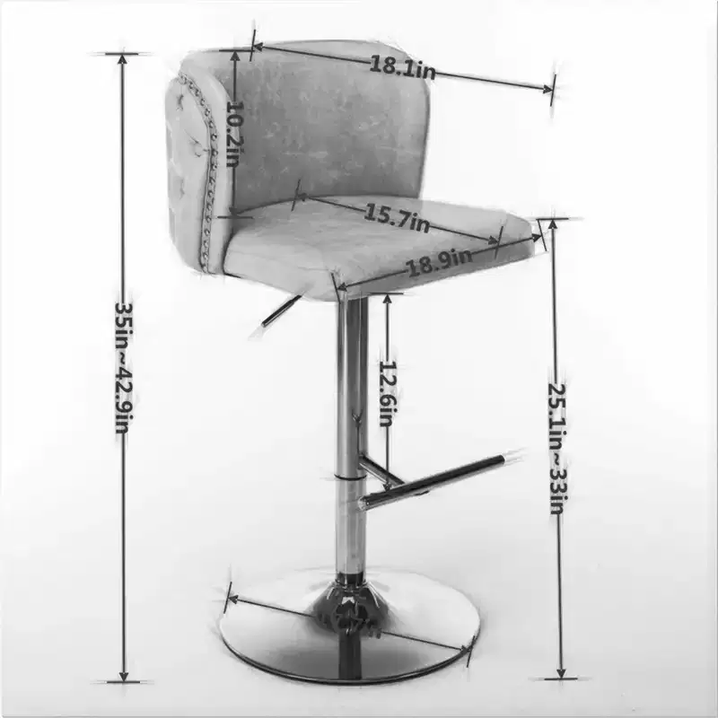 Bar Stools Set of 2, Upholstered 360 Swivel Bar Chairs, Modern Bar Stools with Whole Tufted Back, Height Adjustable Stool