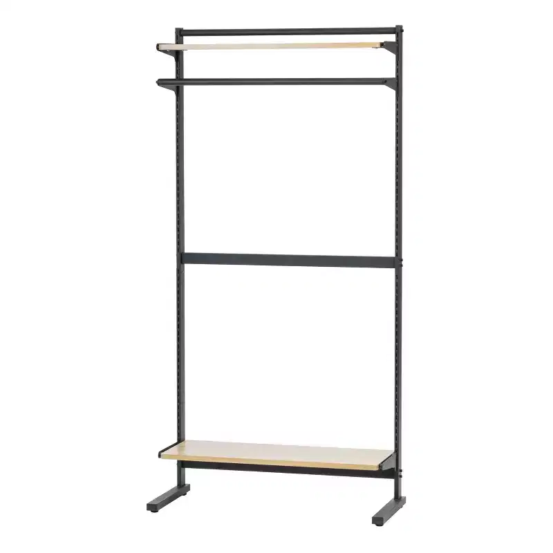 IRIS Closet Rack with Storage Adjustable Shelves: Portable Standing Garment Rack, Metal Frame, Black, 67.75 Height