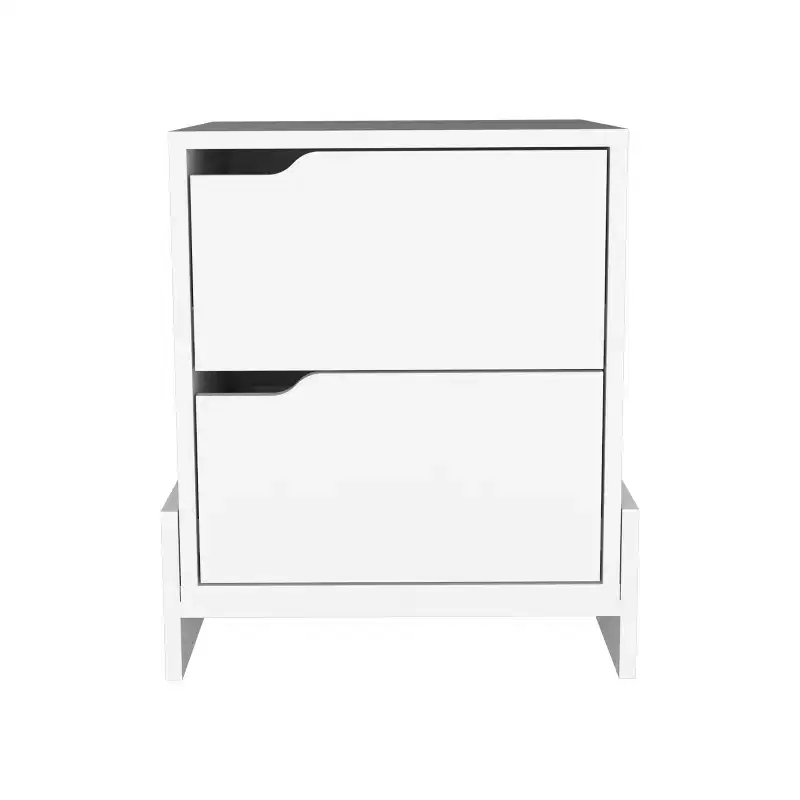 Crafted for both style and function, this Luss Nightstand, Bedside Table with 2-Drawers is a compact bedside table that helps keep your space.
