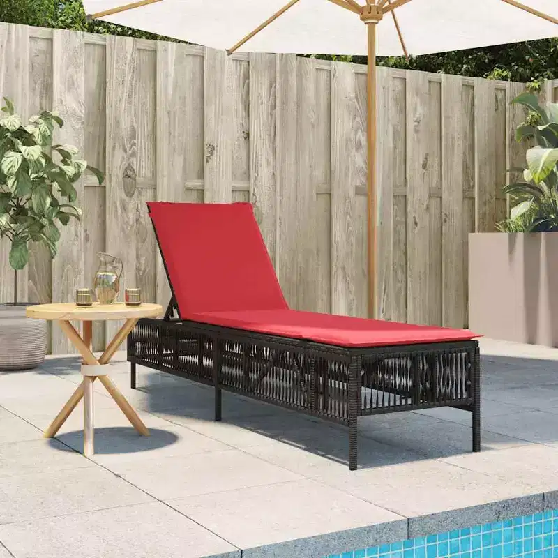vidaXL Patio Sun Lounger PE rattan Large Multi-Position Backrest
