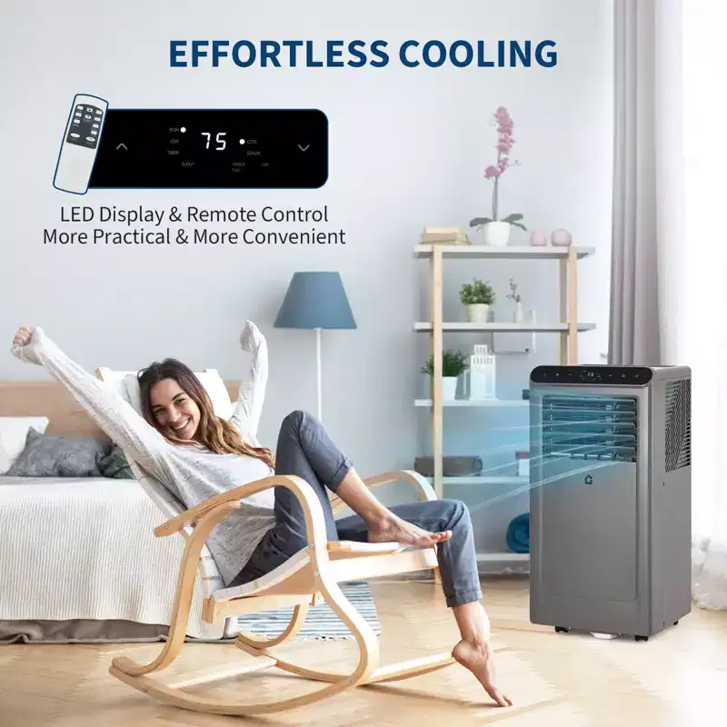 Powerful 10000 BTU Portable Air Conditioner  3-in-1 Cooling, Dehumidifier & Fan  Remote, 24H Timer, Quiet Operation, Window Kit
