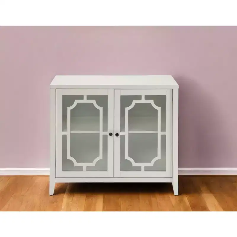 34 White Sideboard with Two Glass Doors