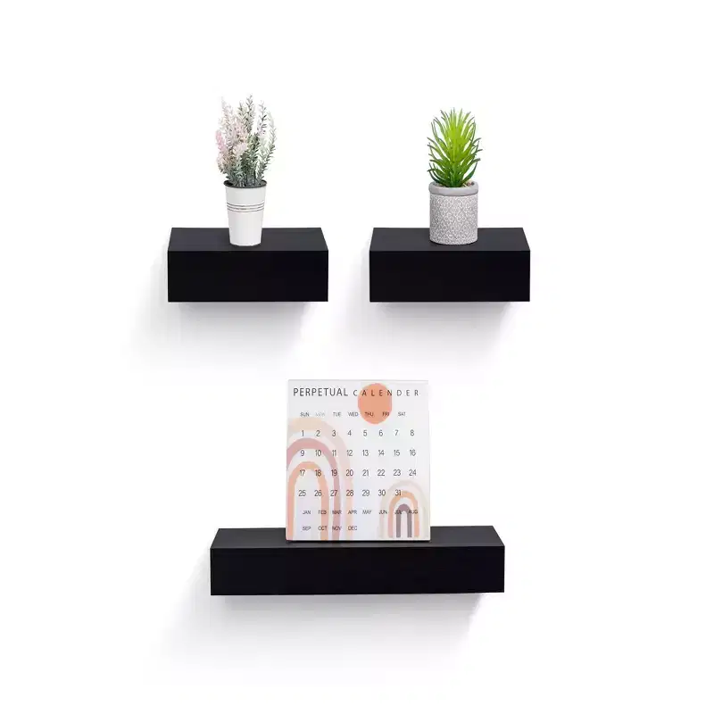 NAYSAYE Floating Shelves Wall Mounted Wood Storage with Invisible Brackets for Bathroom Bedroom Living Room Kitchen, Multicolor