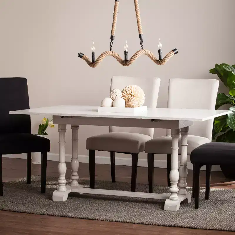 Edenderry Farmhouse Folding Trestle Console to Dining Table - White - SEI