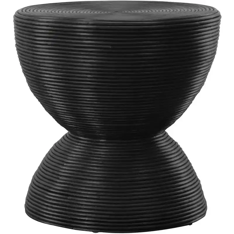 Uttermost Bongo 22 Wide Stained Black Rattan Round Side Table