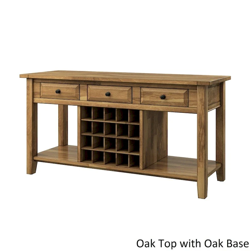Two-Tone Wood Buffet Server with Wine Rack | Oak/Black/Antique | 20-Bottle