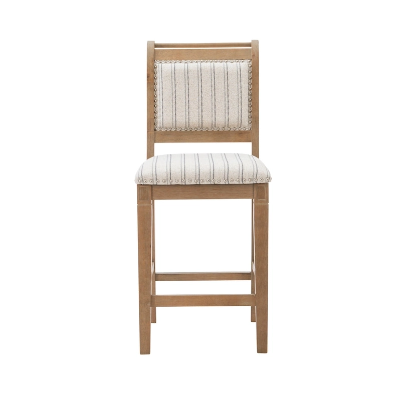 Demi Rustic Grey Solid Wood Striped 26-Inch Counter Stool