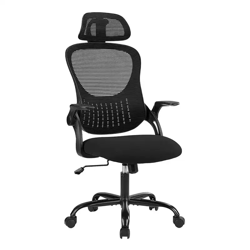 JIONJOY High Back Ergonomic Mesh Office Chair - Adjustable Headrest, Flip-Up Arms, Breathable Mesh Back, Swivel Task Chair for Home & Office