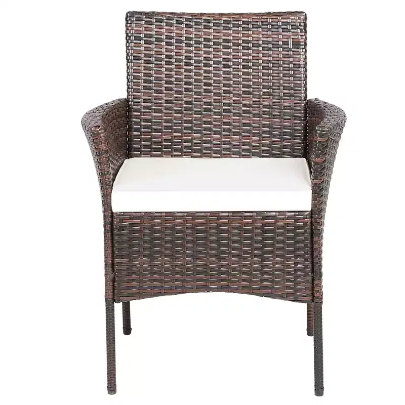 Costway 5PCS Patio Rattan Dining Furniture Set Armrest Sofa Chair Glass Table