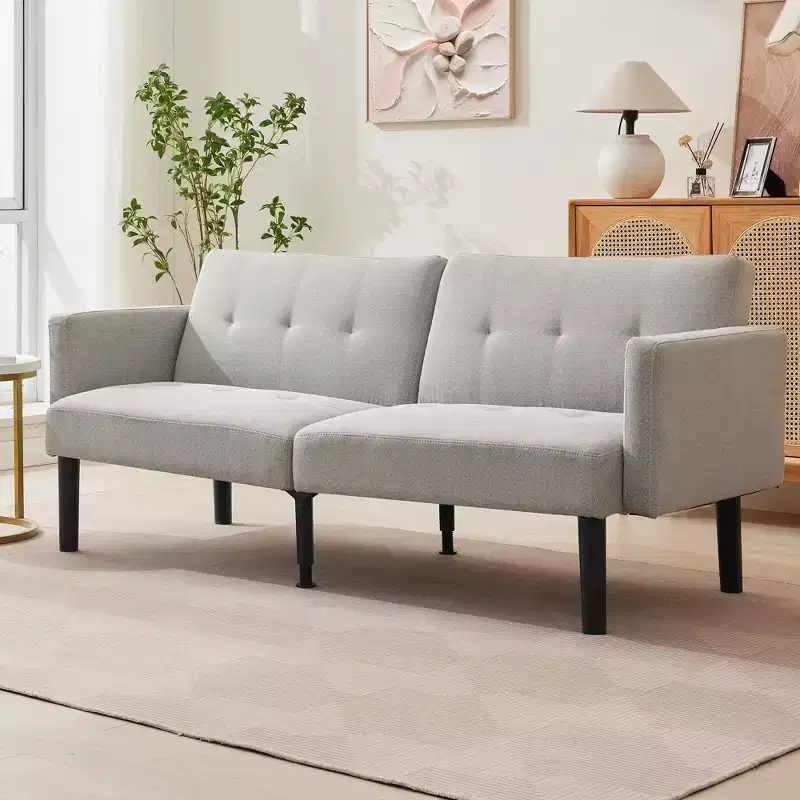 Double Sofa Bed, 3 - Position Adjustable Recliner Sofa, Off - The - Floor Design for Easy Cleaning, Modern Folding Sofa for Living Room, Apartment, Office