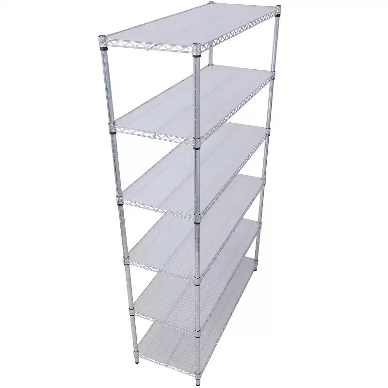 VIYET 6 Tier 6000LBS NSF Metal Wire Shelving, Heavy Duty Adjustable Storage Rack with Wheels & Shelf Liners (Chrome)