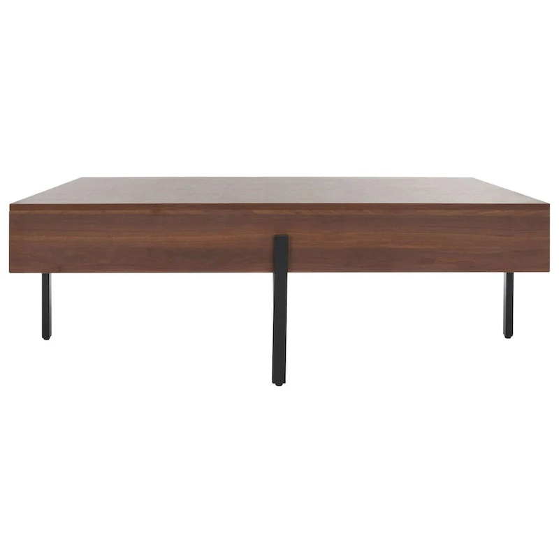 Rectangular Wood Coffee Table with Metal Legs, 47W x 30D x 16H