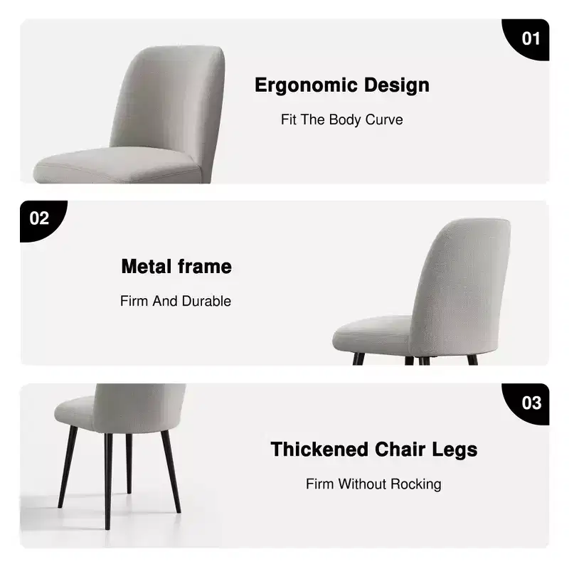 Pexfix Linen Upholstered Dining Chairs with Black Legs Set of 2