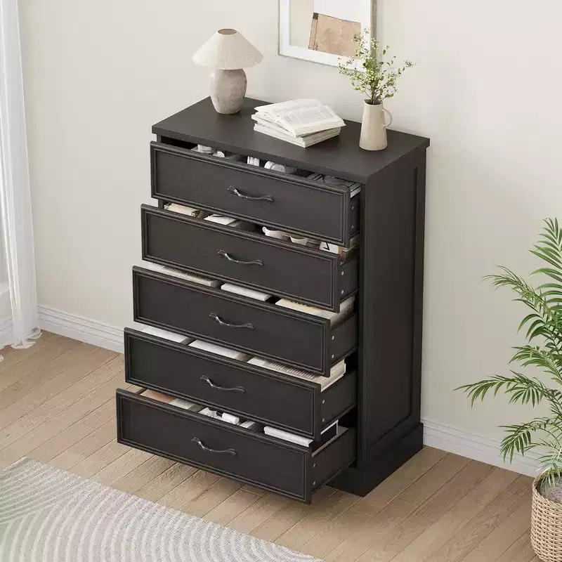 5 Dresser for Bedroom, Vertical Drawer Dresser with Storage Freestanding, Wooden Closet Storage Chest for Living Room, Bedroom, Entryway