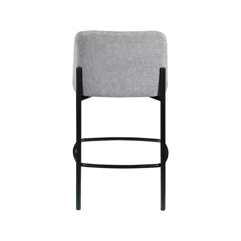 Meridian Furniture,Burton Grey Chenille Fabric Stool, Set of 2