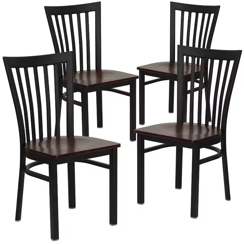 Flash Furniture 4 Pack Hercules Series Black School House Back Metal Restaurant Chair