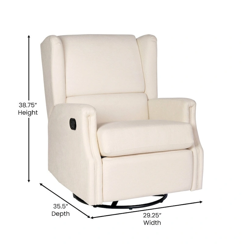 Wingback Upholstered Manual Recline Rocking Swivel Glider Chair