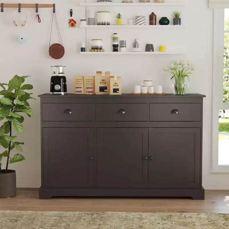 53.5 Storage Cabinet with 3 Drawers 2 Adjustable Shelves Buffet Sideboard
