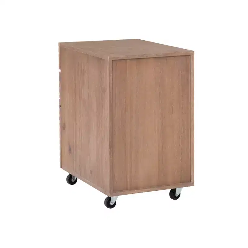 Wedeln 3 Drawer Rolling File Cabinet Natural Finish Wood - Powell: Mobile Storage with Locking Casters