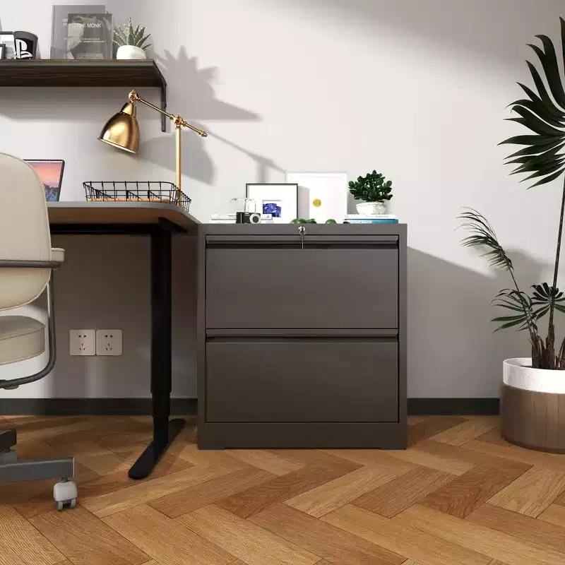 2 Drawer Lateral File Cabinet with Lock, Metal Lateral Steel Wide Horizontal Filing Cabinets