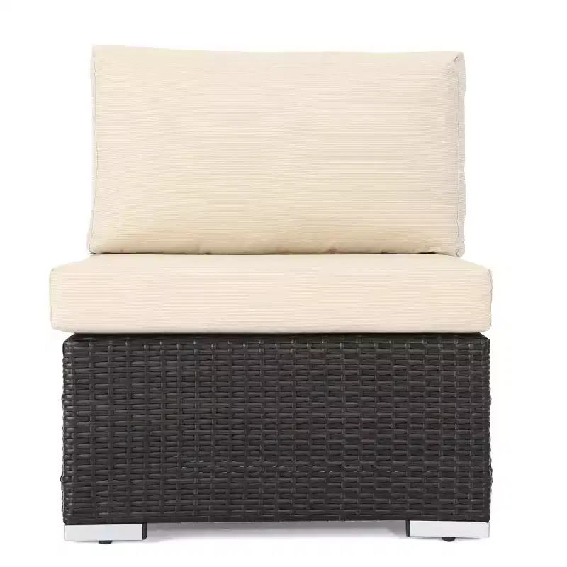 Christopher Knight Home 5pc Santa Rosa Wicker Outdoor V-Shaped Sectional Furniture Sofa Set Multibrown/Beige