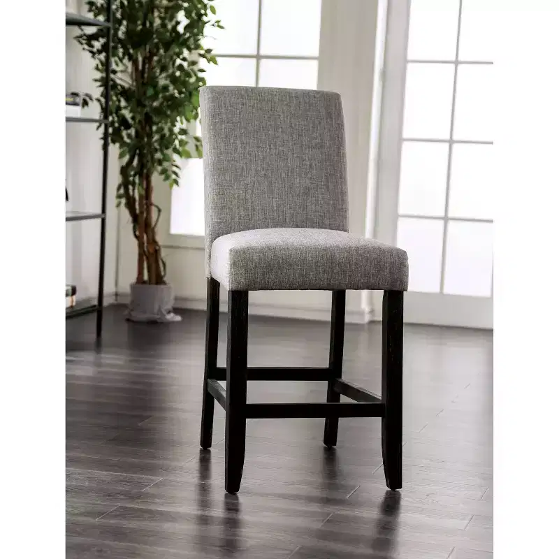 Set of 2 Norelo 25" Upholstered Counter Height Barstools Light Gray - HOMES: Inside + Out: Transitional Style, Footrest