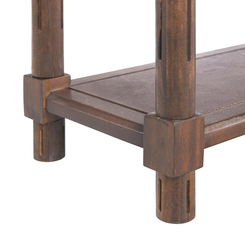 New Ridge Home Goods Harrison Narrow Side End Tables with Shelf, Set of 2, Antique Chestnut