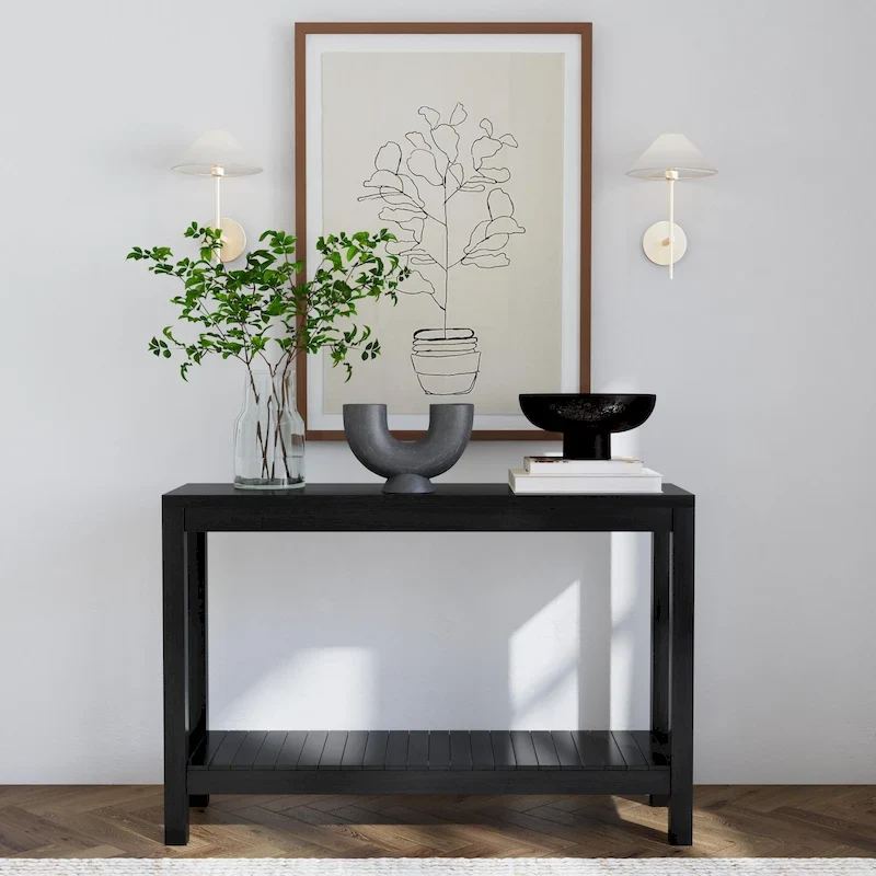 Solid Wood Entryway Table with Shelf