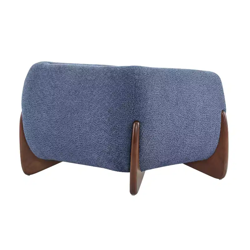 Birch Wood Boucle Upholstered Club Chair