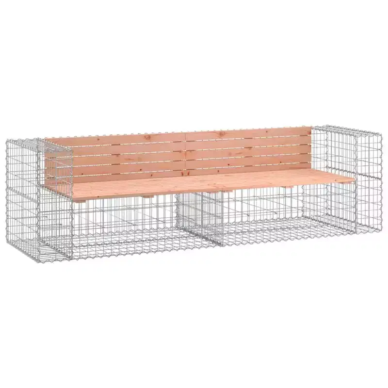 Garden Bench Gabion Design - Solid Douglas and Pine Wood - Outdoor Seating