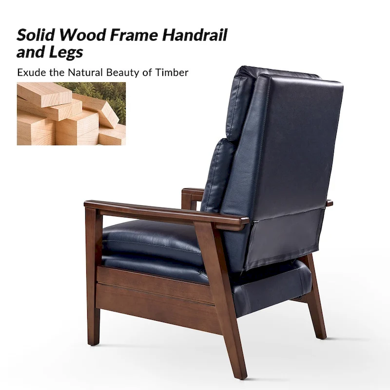 Patrick Mid-century Vegan Leather Solid Wood Recliner by HULALA HOME