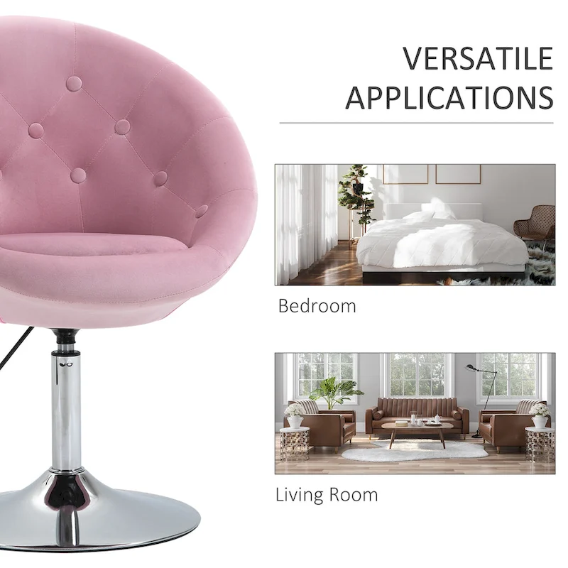 HOMCOM Swivel Accent Chair Modern Makeup Vanity Chair Adjustable Height Leisure Lounge Chair