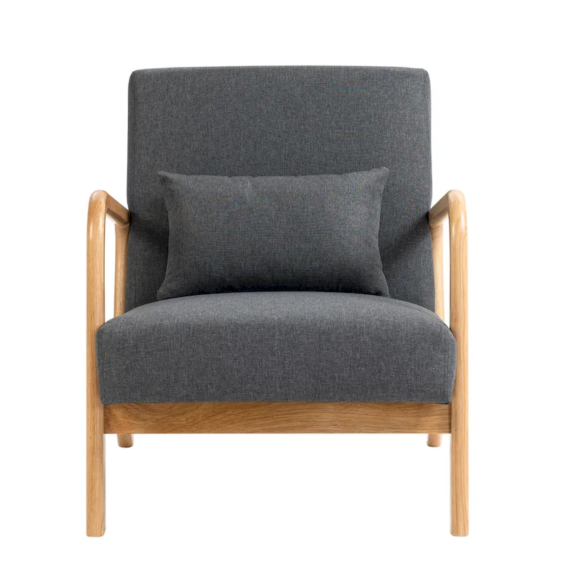 Mid Century Modern Upholstered Accent Chair with Pillow