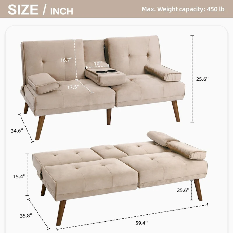 Futzca Futon Couch Sofa Bed, Small Sleeper Sofa Chair Loveseat